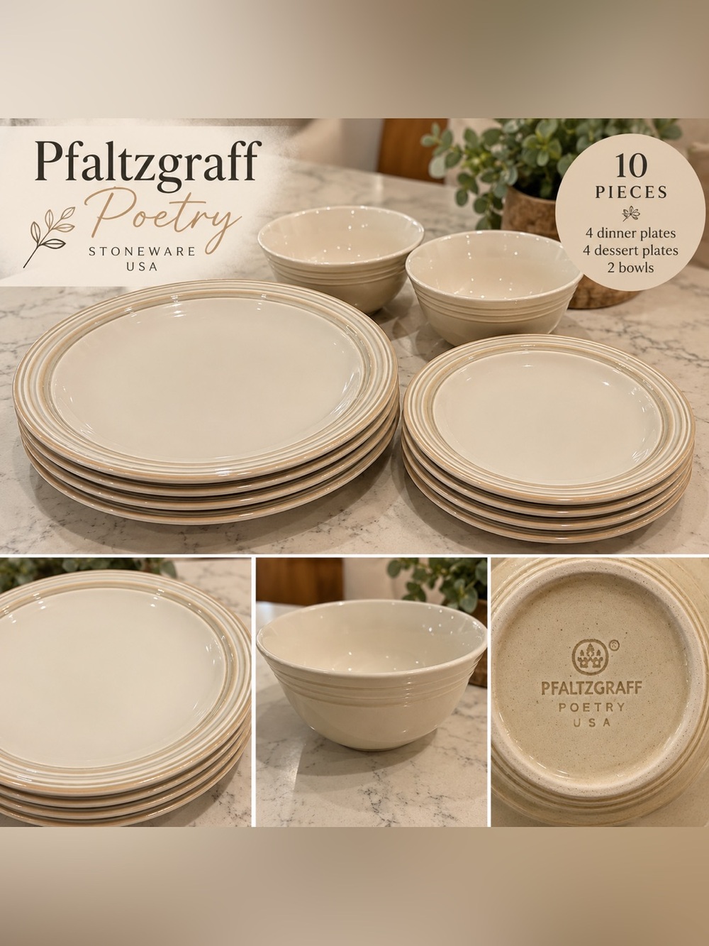Pfaltzgraff Poetry Dinnerware Set – 10 Pieces